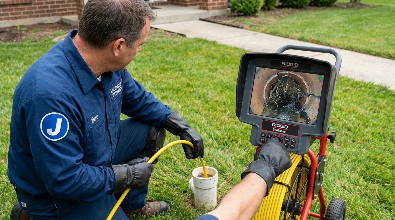 Sewer camera inspection being performed by Johns Plumbing LLC in Pontiac